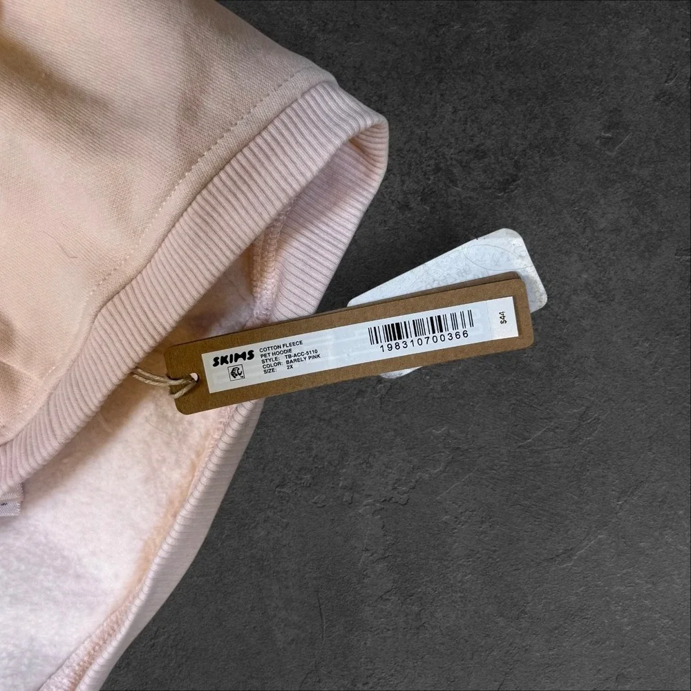 SKIMS Cotton Fleece Pet Hoodie Barely Pink Size 2X‎